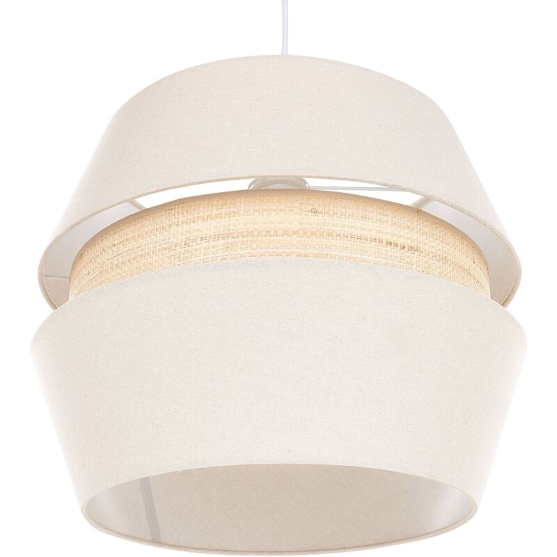 Modern Pendant Hanging Light Lamp Lighting Linen Raffia Fabric Shade Beige Atoyac