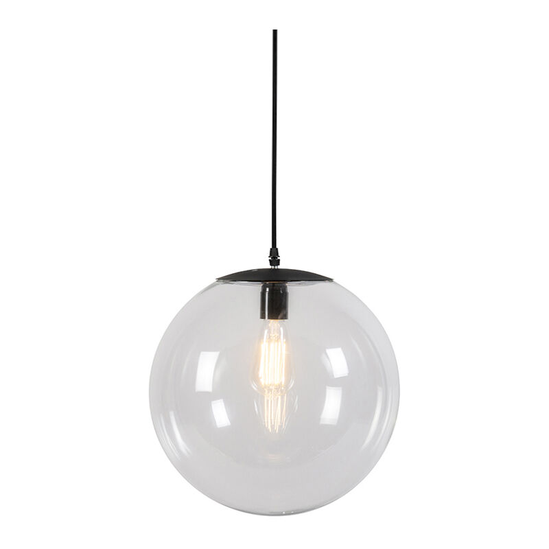 Modern Pendant Lamp 35cm Black with Clear Glass Shade - Pallon