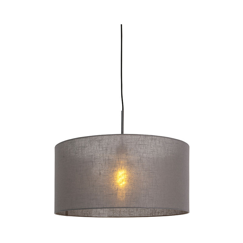 Modern Pendant Light Black with Grey Lampshade 50 cm - Combi 1