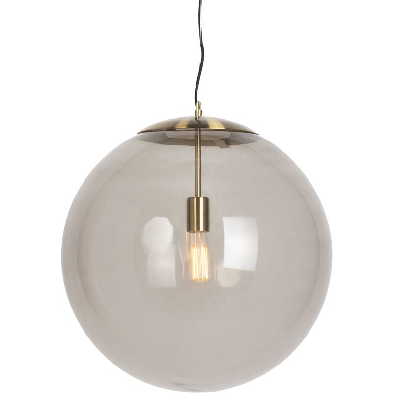 Modern Hanging Lamp Brass with Smoke Glass 50 cm - Ball