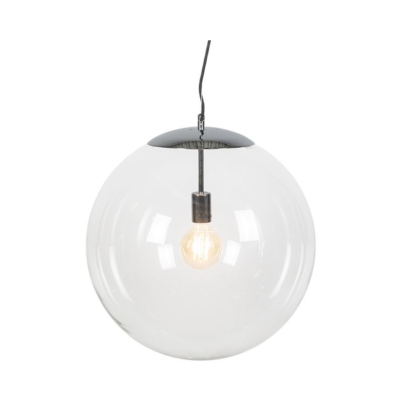 Scandinavian Pendant Light Chrome with Clear Glass - Ball 50