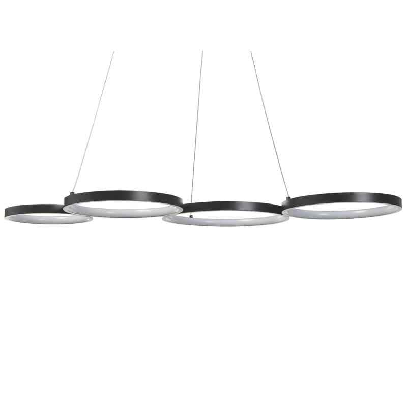 Beliani - Modern Pendant Lamp Integrated led Light 5 Aluminium Rings Black Pibor - Black