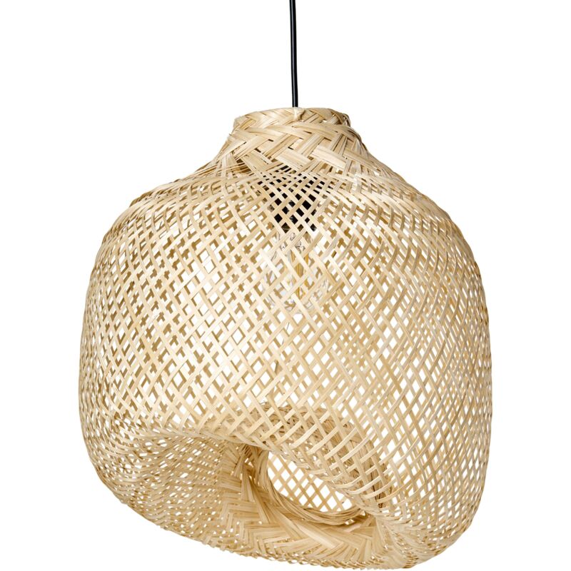 Beliani - Modern Pendant Lamp Irregular Shape Bamboo Shade Boho Style Woven Living Room Dining Room Lighting Natural Gurabo