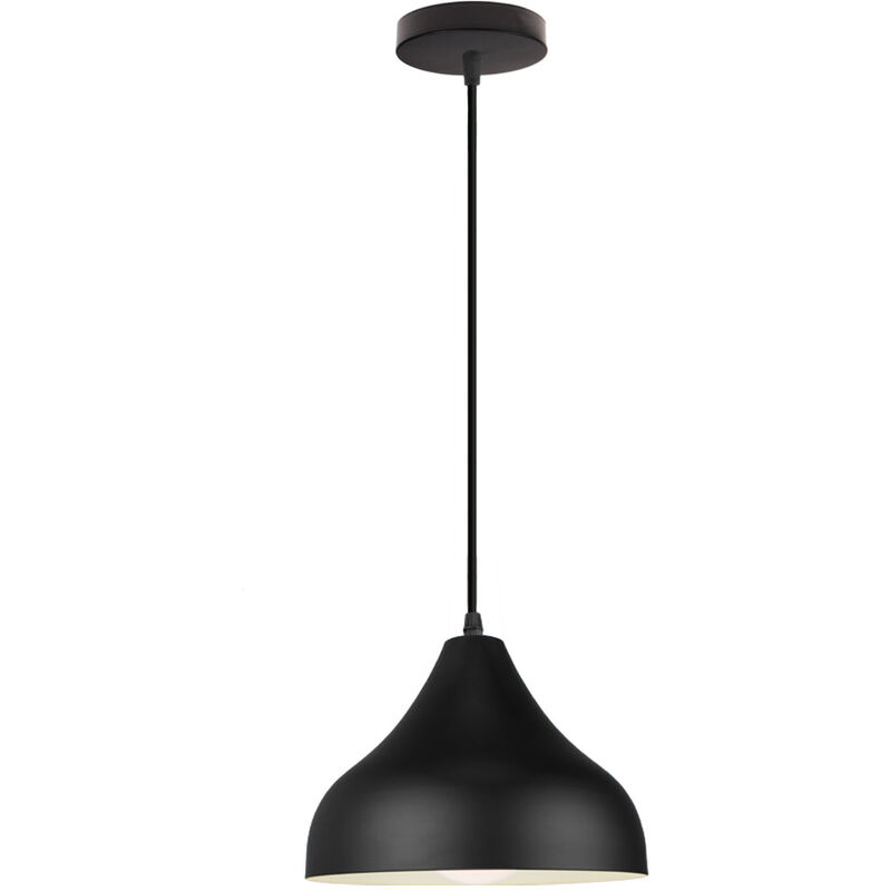 Modern Pendant Lamp Retro Hanging Lamp Metal Lamp Shade Nordic Ceiling Light for Living Room, Dining Room, Kitchen, Bedroom (Black)