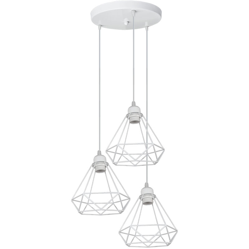 Wottes - Modern pendant light E27 pendant light living room kitchen bar retro lampshade White - Bianco