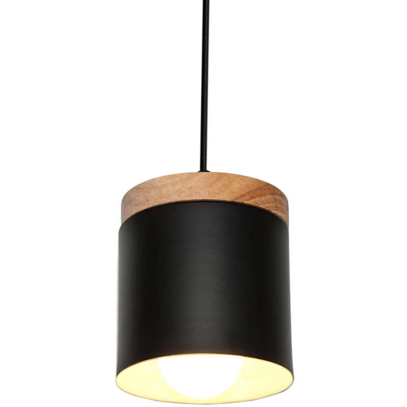 Modern Pendant Light E27 Retro Metal Hanging Light Nordic Ceiling Light for Dining Room Office Bedroom Kitchen-(Black)