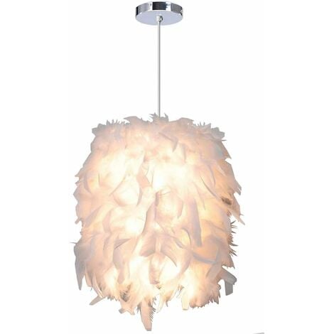 Large White Goose Feather Easy Fit Lamp Shade - Table or Pendant Shade