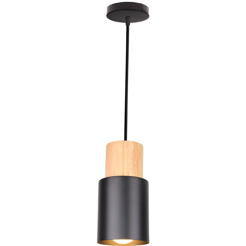 Modern Pendant Light Minimalist Hanging Light Retro Ceiling Lamp Wood Ceiling Light Vintage Pendant Lamp Black
