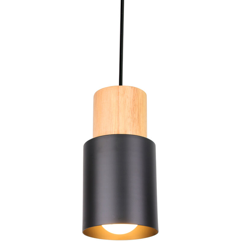 Modern Pendant Light Minimalist Hanging Light Wood Ceiling Light Vintage Pendant Lamp Retro Ceiling Lamp-Black