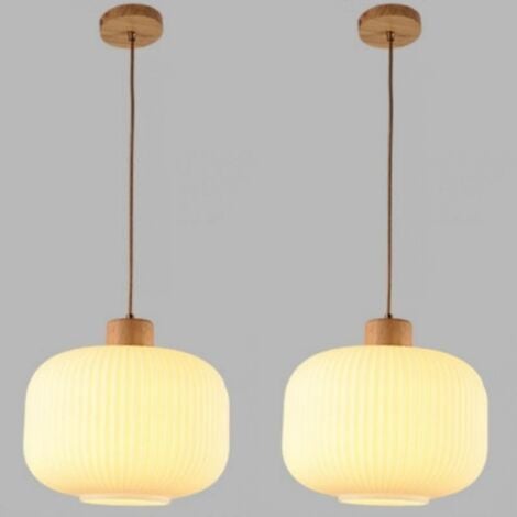 WOTTES Modern Pendant Light Round Glass Hanging Lamp Shade Adjustable Ceiling Lamp for Kitchen Dining Room Ø25CM 2Pcs