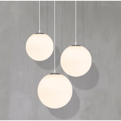 WOTTES Modern Pendant Lights Glass Globe Ceiling Lamp Adjustable Hanging Lamp for Kitchen Island Bedroom Hallway Ø15CM 3Pcs