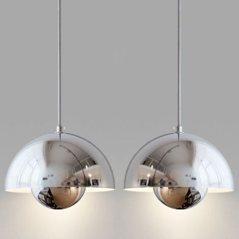 WOTTES Pendelleuchte Kreative Metall Hängeleuchte Lampenschirm Höhenverstellbare Kronleuchter 2 Stück Silber