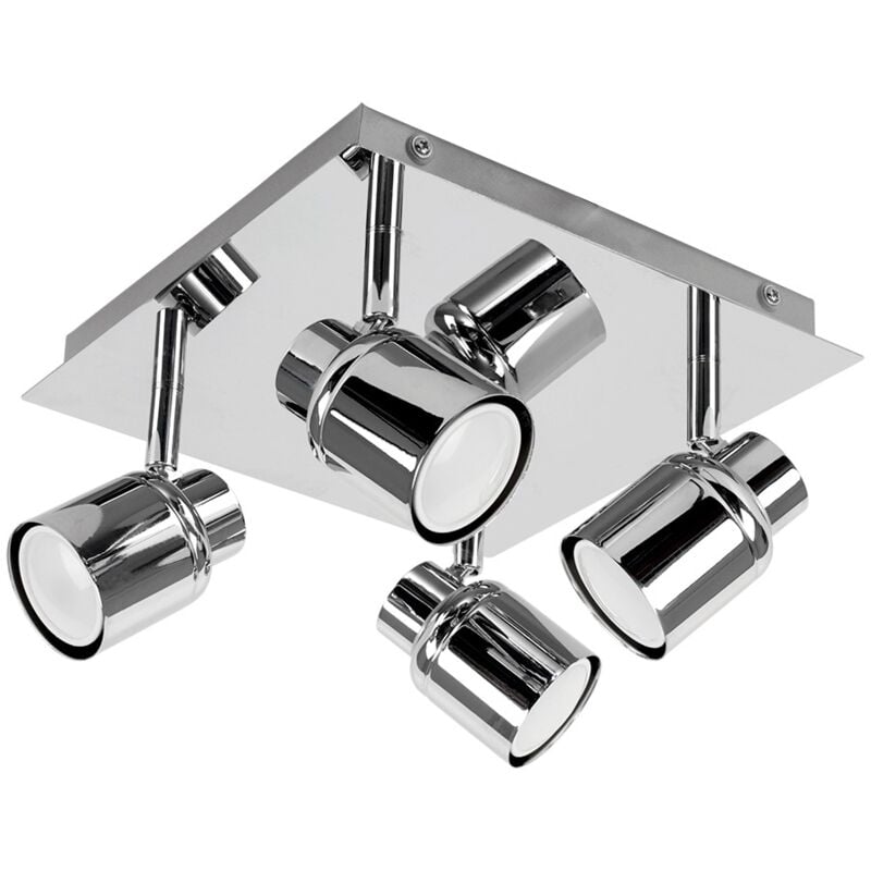 Minisun - Square Plate Adjustable IP44 Bathroom 4 Way Ceiling Spotlight + GU10 LED Bulbs - No Bulbs