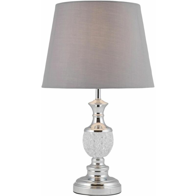 Moulded Glass Detail Table Lamp with Grey Shade