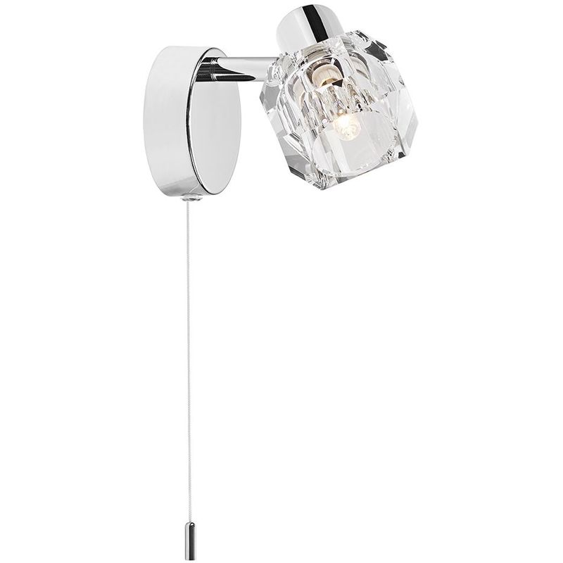 Modern Polished Chrome Wall Light with Chunky Ice Cube Shade by - Happy Homewares