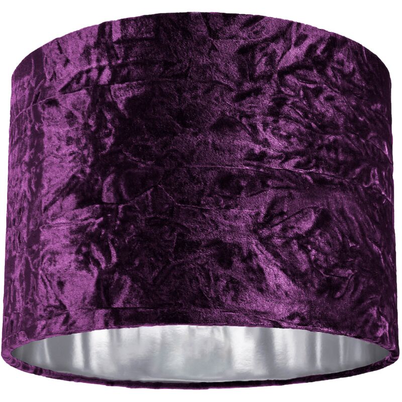Modern Purple Crushed Velvet 10' Table/Pendant Lampshade with Shiny Silver Inner by Happy Homewares
