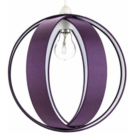 Modern Purple Faux Silk Fabric Cocoon Globe Design Ceiling Pendant Light Shade by Happy Homewares - Purple