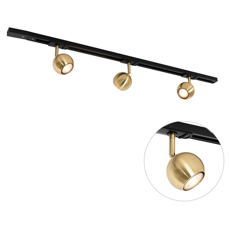 Modern Track Lighting with 3 Spotlights Black 1-Phase - Iconic Gissi