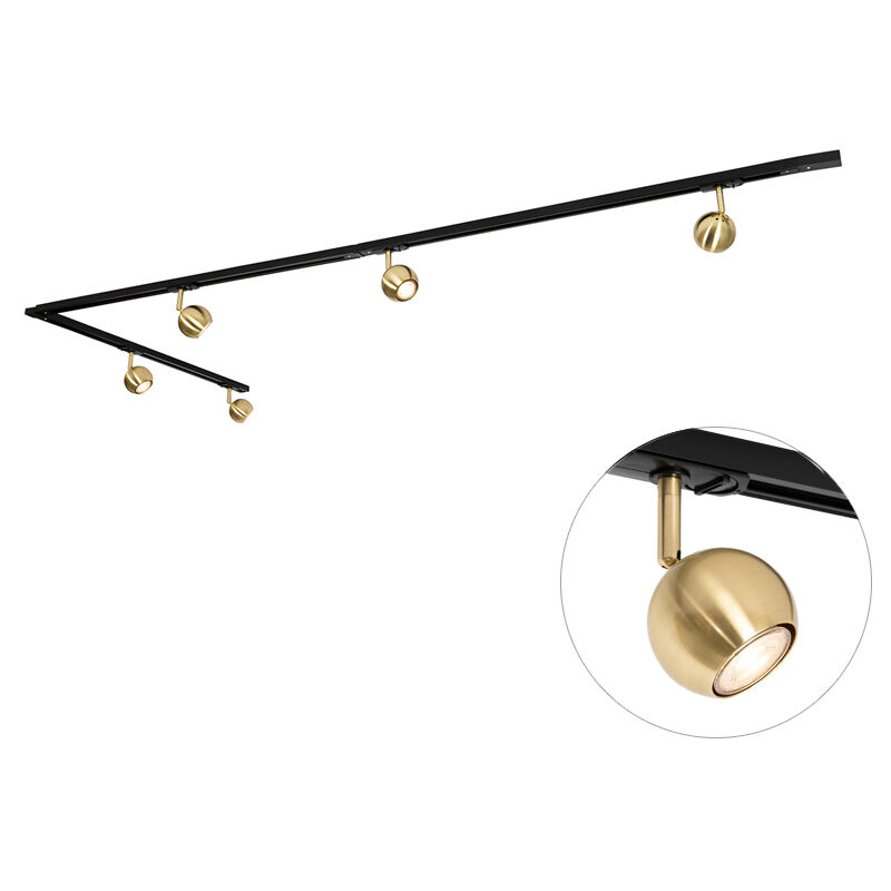 Qazqa - Modern Track Lighting with 5 Spotlights Gold 1-Phase - Iconic Gissi