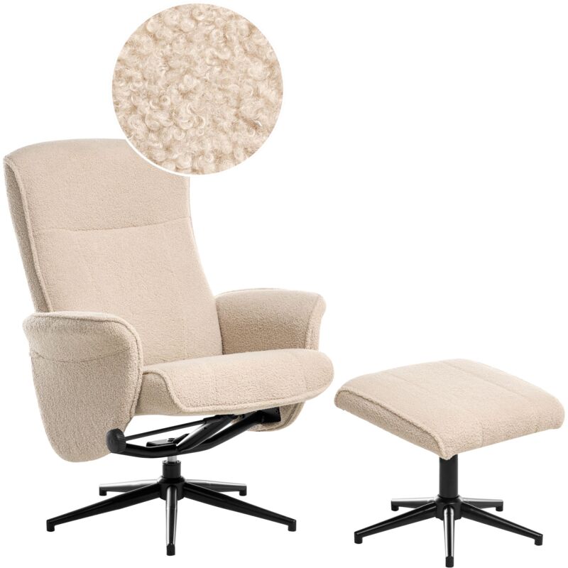 Beliani Recliner Chair Japet Boucle Beige