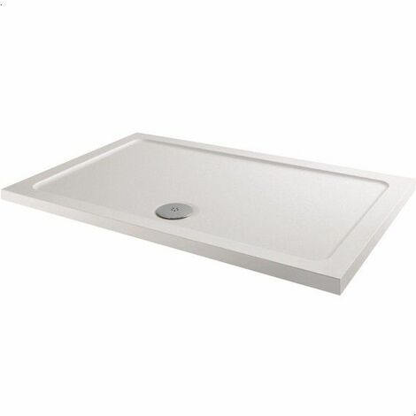 Modern Rectangle Shower Tray 1000 x 800mm Low Profile Slimline Lightweight White - White