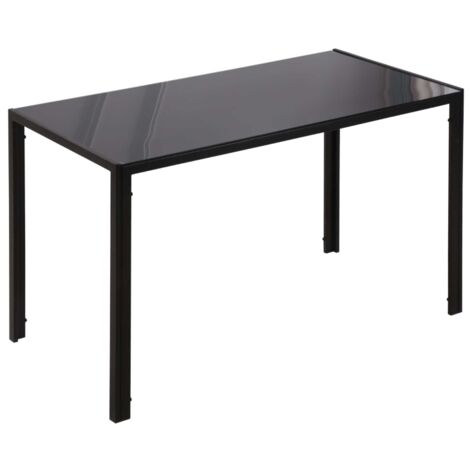 Modern Rectangular Dining Table for 4 People Glass Kitchen Table with Tempered Glass Top and Metal Legs for Dining Room, Living Room (Chairs Not Included)