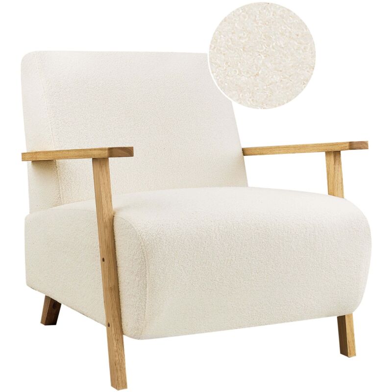 Beliani Armchair Lesja Boucle Light Beige