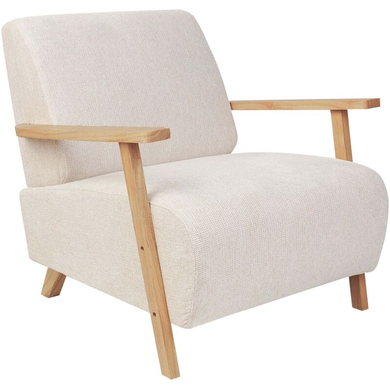 Beliani - Modern Retro Armchair With Armrests Light Beige Fabric Lesja
