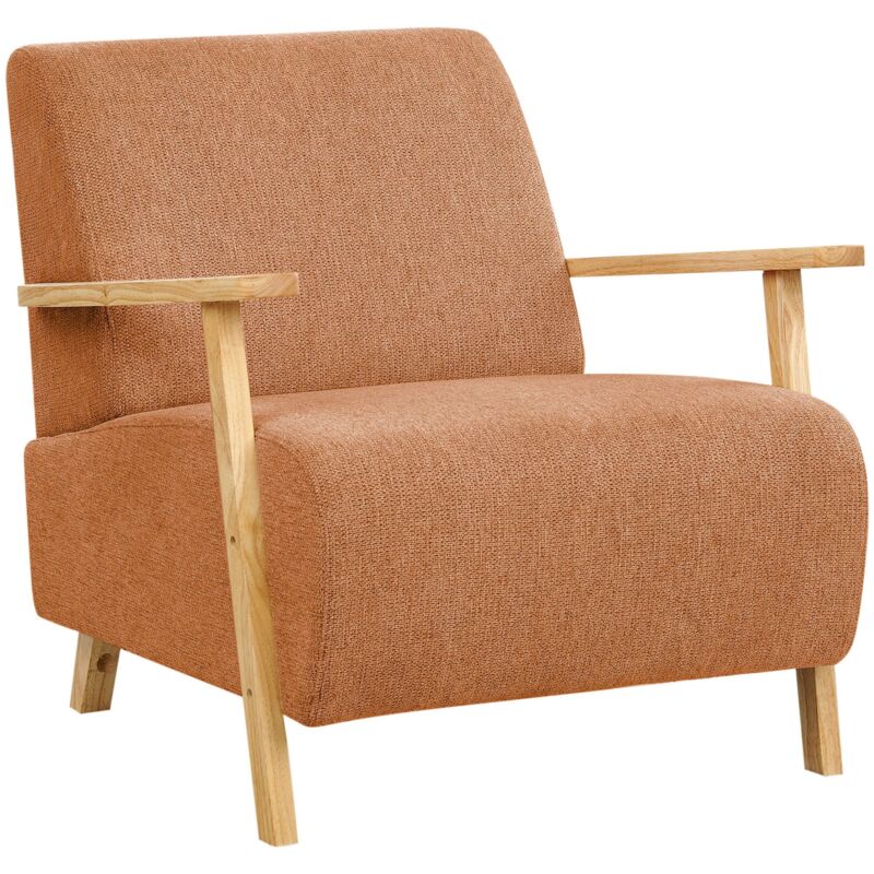 Beliani - Modern Retro Armchair With Armrests Orange Fabric Lesja