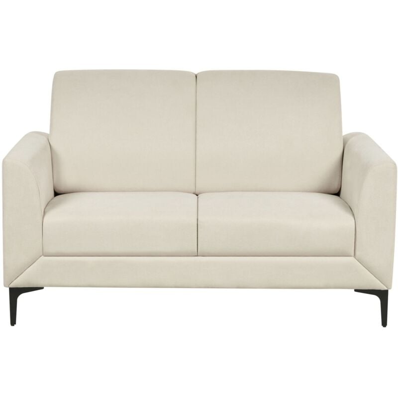 Beliani - Modern Retro Upholstered 2 Seater Sofa Loveseat Polyester Fabric Beige Fenes