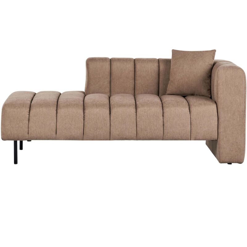Beliani - Modern Right Hand Chaise Lounge Fabric Upholstery Black Legs Additional Cushion Light Brown Lannils