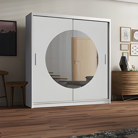 Modern Ringo Double Door Sliding Wardrobe 203cm- White
