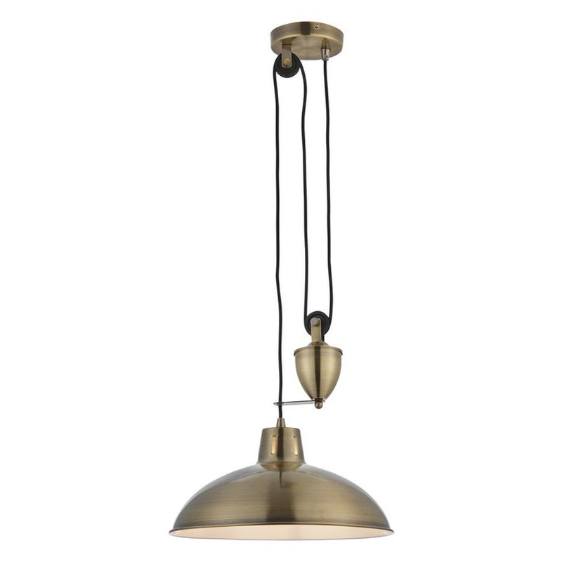 Modern Rise And Fall Ceiling Light In Antique Brass