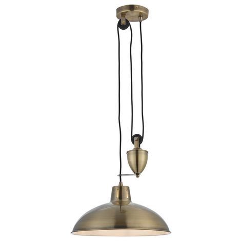 Modern Rise And Fall Ceiling Light In Antique Brass 76 025