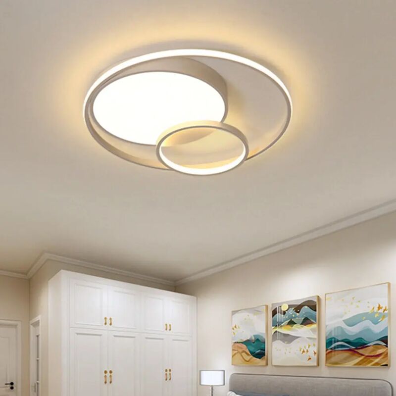 Modern Round Acrylic LED Ceiling Light Fixture 3 Rings Round Chandelier Living Room Bedroom Lighting Decor