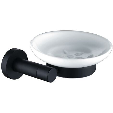 Modern Round Black Matte Ceramic Soap Dish