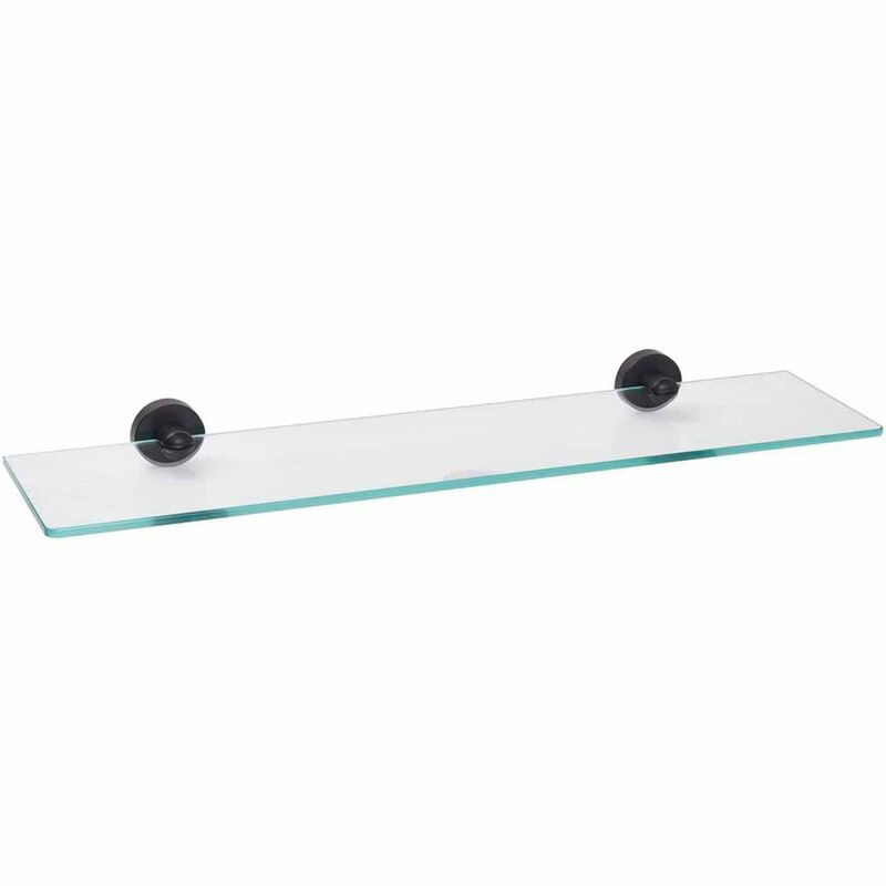 Modern Round Black Matte Single Glass Shelf