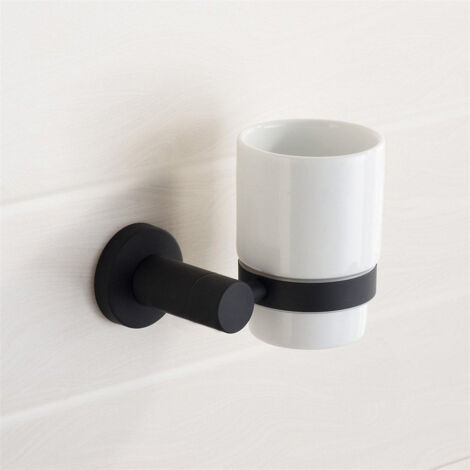 Modern Round Black Matte Single Tumbler Holder
