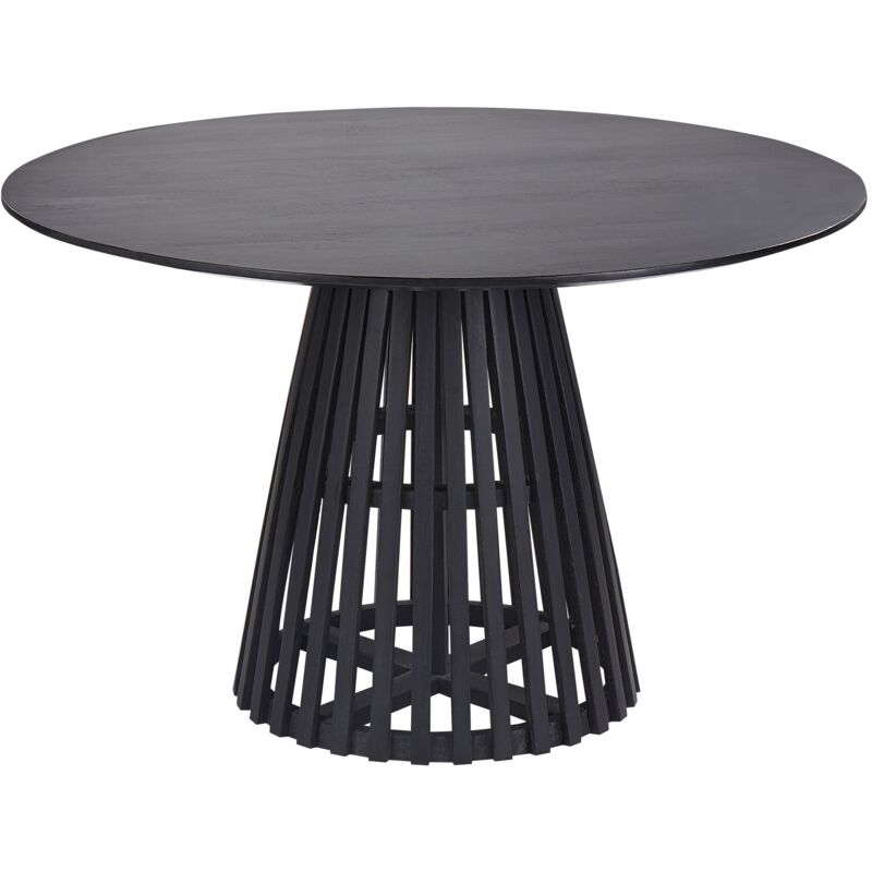 Beliani - Modern Round Dining Table 4 People ⌀ 120 Cm Acacia Wood Black Mesilla