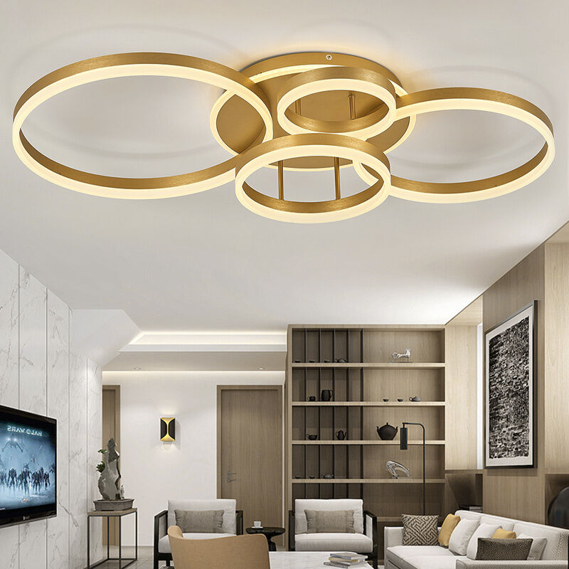 Modern Round led Chandelier Ceiling Light , 5 Circle Dimmable