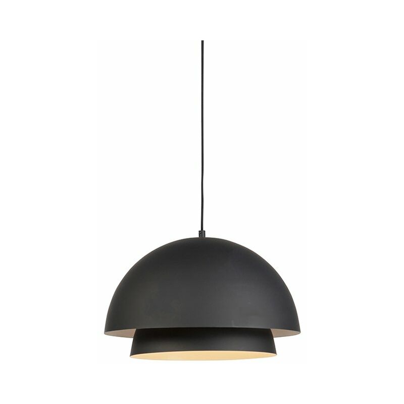 Scandinavian hanging lamp black with white 2-layer - Claudius