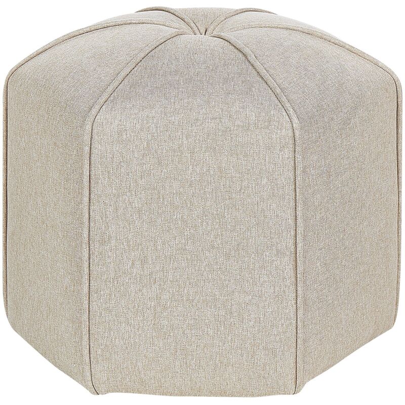 Beliani - Modern Round Pouffe Footstool Accent Linen Fabric Bedroom Living Room Beige Wishek