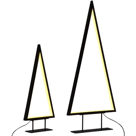 Modern Set of 2 Decorative Christmas Trees with LED Lights Metal Black Loppi