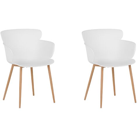 main image of "Modern Set of 2 Dining Chairs White Metal Legs Synthetic Ergonomic Sumkley"