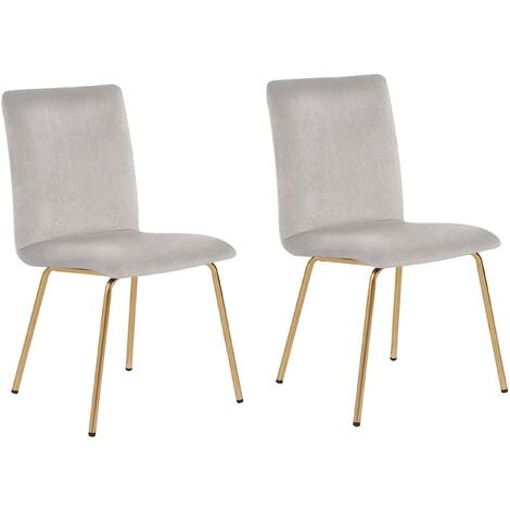 main image of "Modern Set of 2 Velvet Dining Chairs Armless Gold Metal Legs Grey Rubio"