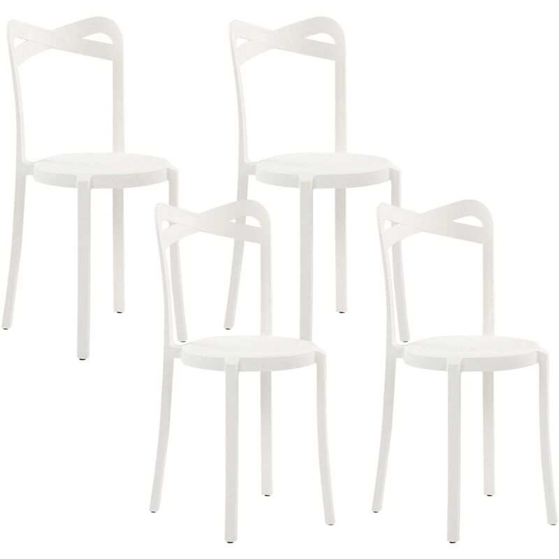 Beliani - Modern Set Of 4 Garden Dining Chairs Lightweight Plastic White Resistant Camogli