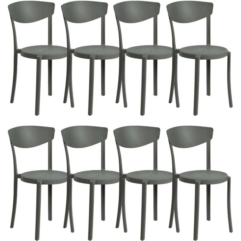 Beliani Set Of 8 Dining Chairs Vieste Dark Grey