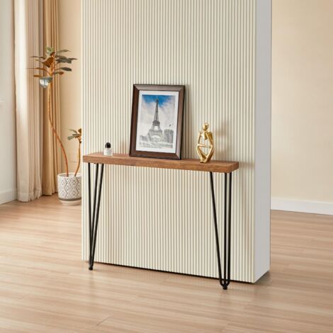 Modern side console table 100cm L x 17.5cm W x 75cm H – Durable 40mm veneer top – Sturdy powder-coated iron legs – Kosy Koala