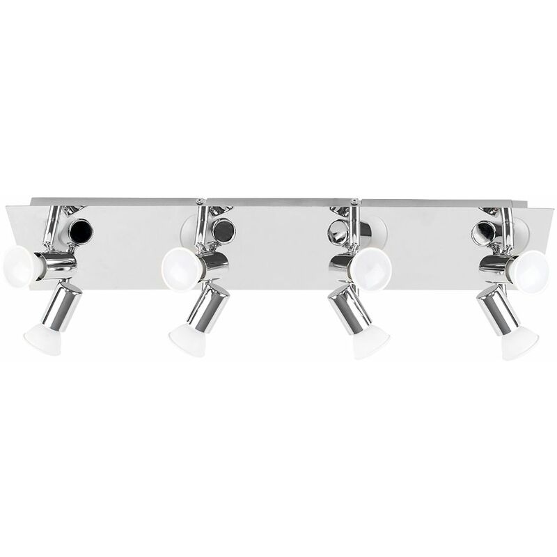 Minisun - Rectangular Plate 8 Way Adjustable GU10 Ceiling Spotlight - Chrome