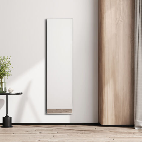 Modern Silver-white Thin-frame Full-length Mirror, Household Thin-frame Floor Mirror 40cm W x 150cm H